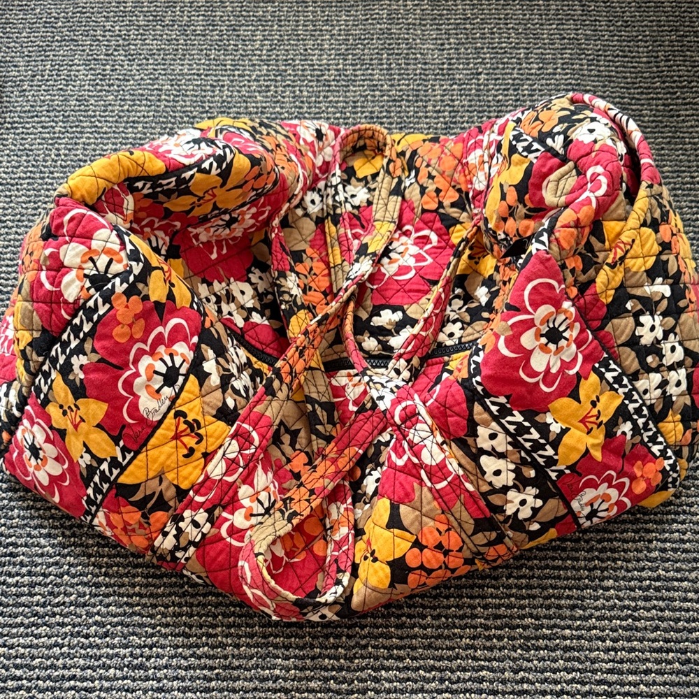 Vera Bradley Large Red and Yellow Floral Duffel Bag